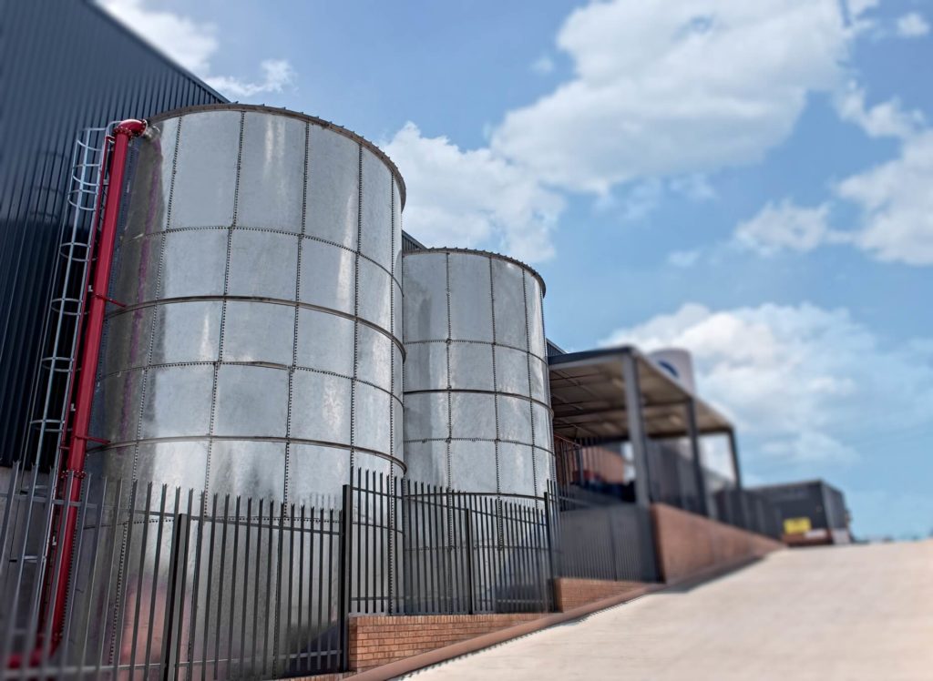 Industrial storage tanks at a Zentro project in Zambia